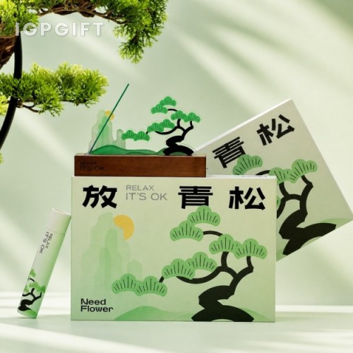 放青松山水主題線香香薰禮盒