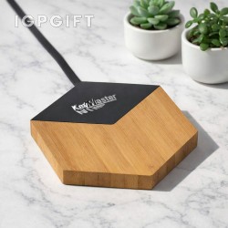 竹製發光logo無線充電器