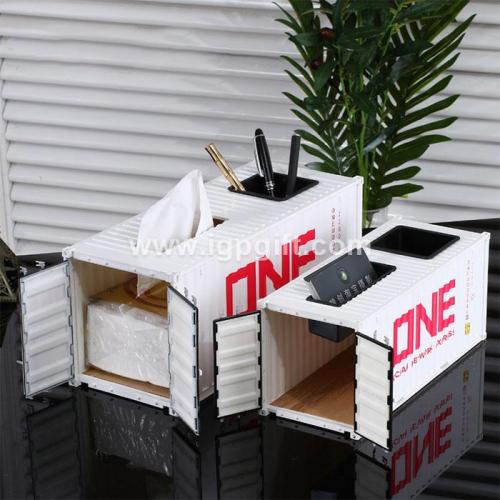 Container model penholder with tissue box