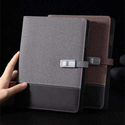 Premium Pu Leather Cover Notebook with Power Bank