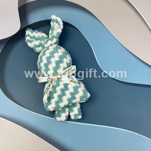 波浪條紋兔子造型毛巾