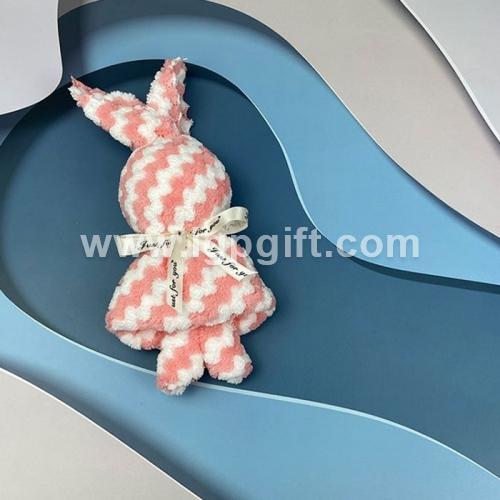 波浪條紋兔子造型毛巾